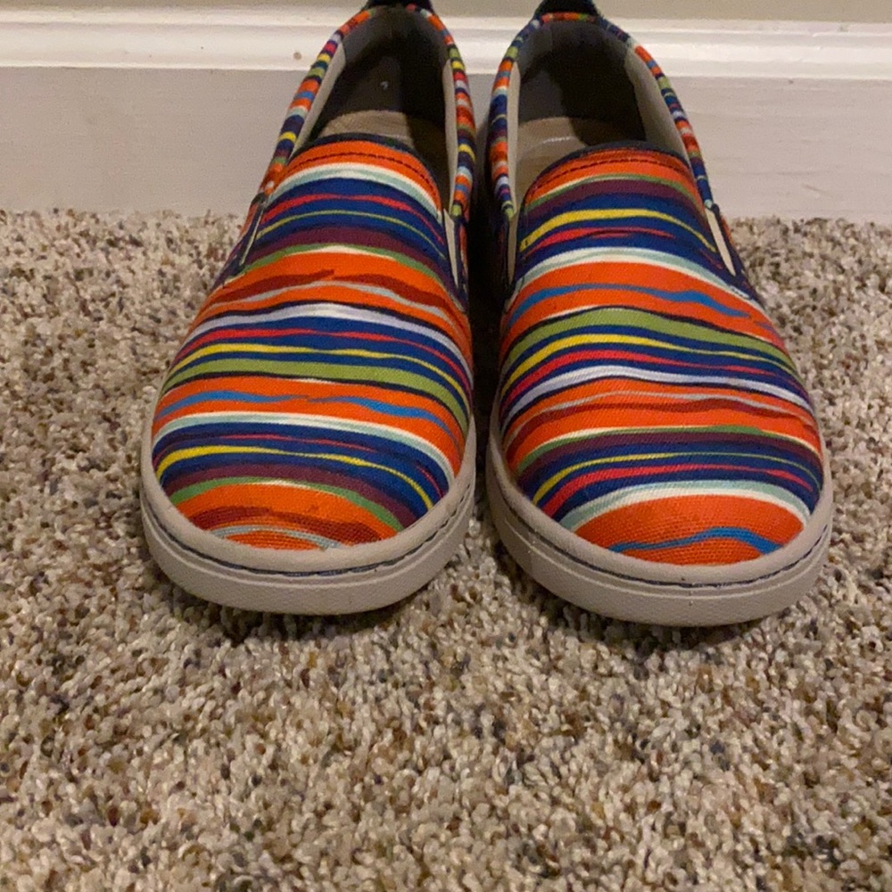 Dansko multi color stripped slip-on